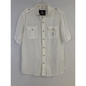 Vintage Pussers West Indies Mens Shirt Size L White Lightweight Nautical Coastal